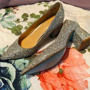 Blue By Betsey Johnson Paige Rhinestone Embellished Block Heel Pumps size 11